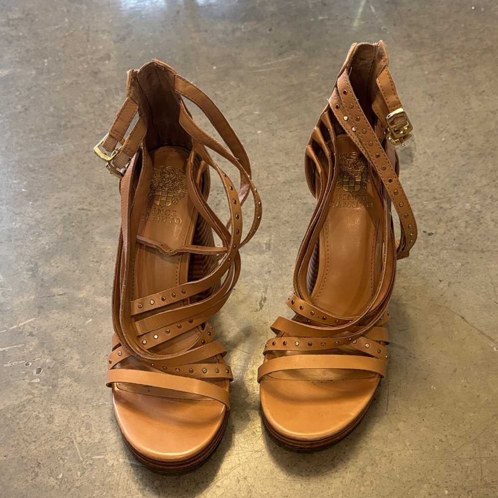 Vince Camuto Tan Strappy Heels